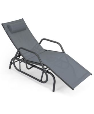 Outdoor Chaise Lounge Glider Chair with Armrests and Pillow