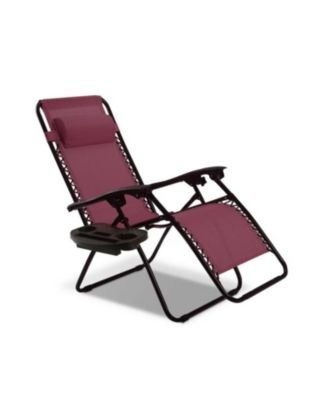 Outdoor Folding Zero Gravity Reclining Lounge Chair with Utility Tray