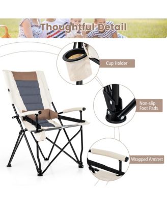 Camping Folding Chair w/ Cup Holder 330 LBS Load Capacity for Picnic Camping