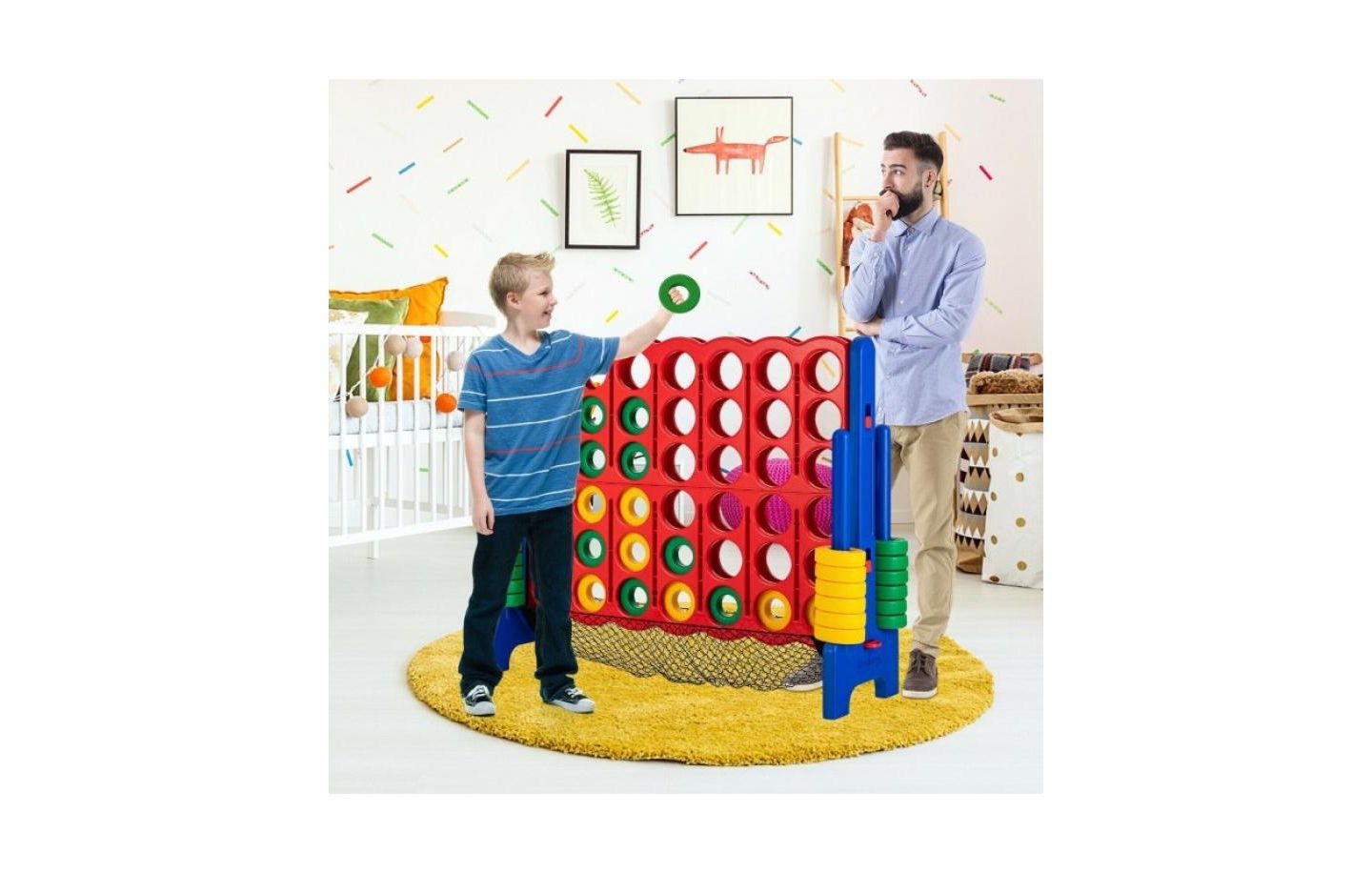 Детские игрушки Slickblue 4-to-Score Giant Game Set with Ring Netting, Ages 3+, цвет: Красный / Синий — фото 5