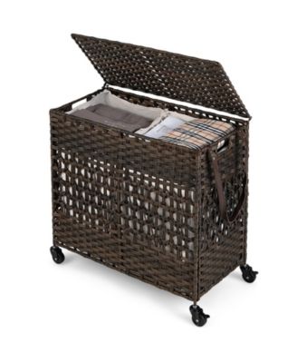 110L 2-Section Laundry Hamper with 2 Removable and Washable Liner Bags