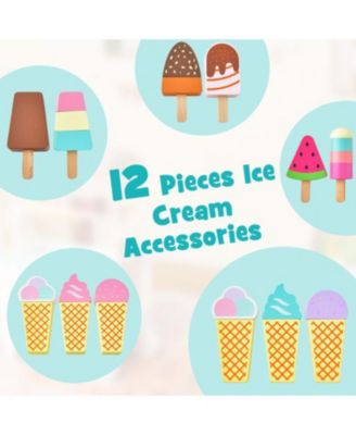 Kid's Ice Cream Cart Playset with Display Rack and Accessories