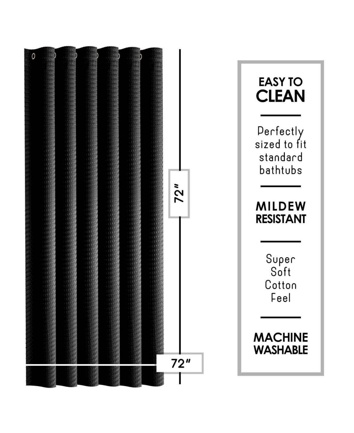 Clara Clark Heavy Duty Fabric Water-resistant Shower Curtains - Waffle Design - 72