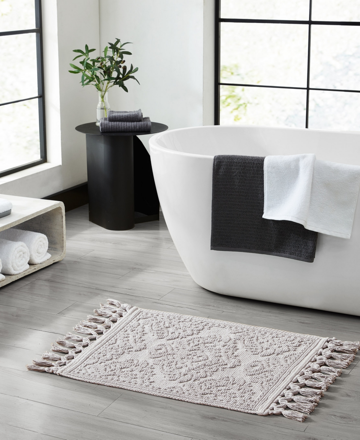 Jean Pierre New York Ricardo Fringe Cotton 2-Piece Bath Rug Set