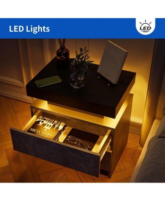  Modern LED Nightstand  Drawers