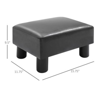 Small Faux Leather Ottoman Footrest, Black