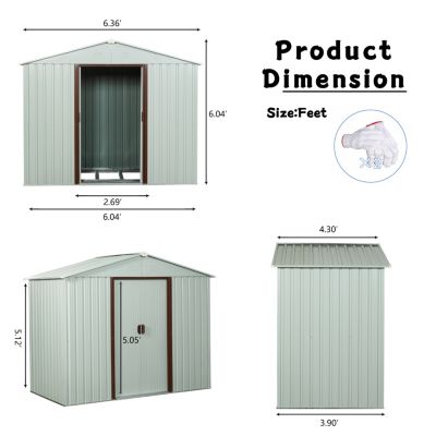  6FT X 5FT Outdoor Metal Storage Shed White