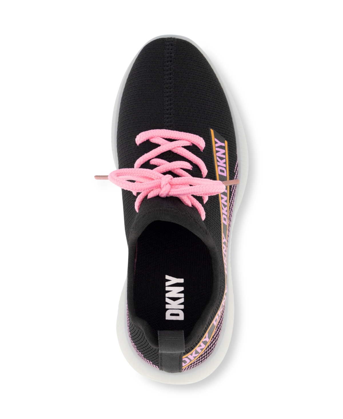 Dkny Little and Big Girls Slip On Landon Stretchy Knit Sneakers - Black and Pink