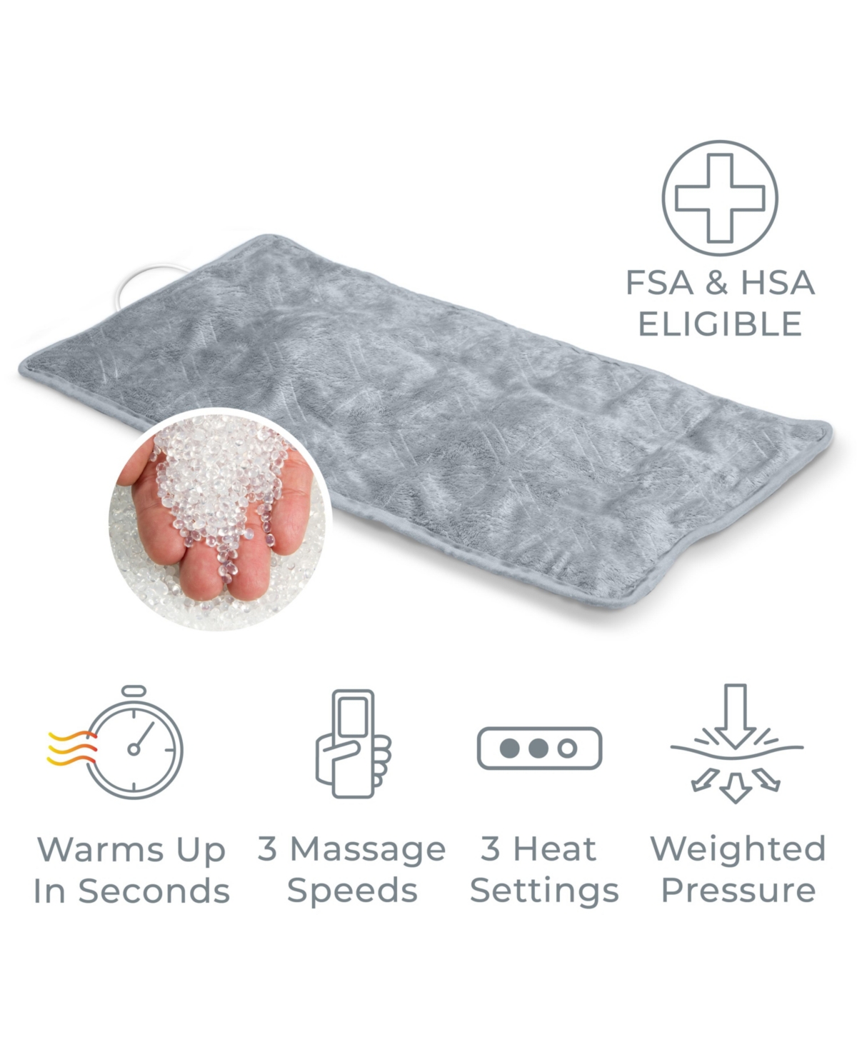 Pure Enrichment Weightedwarmth 3-in-1 Heating Pad In Steel Gray