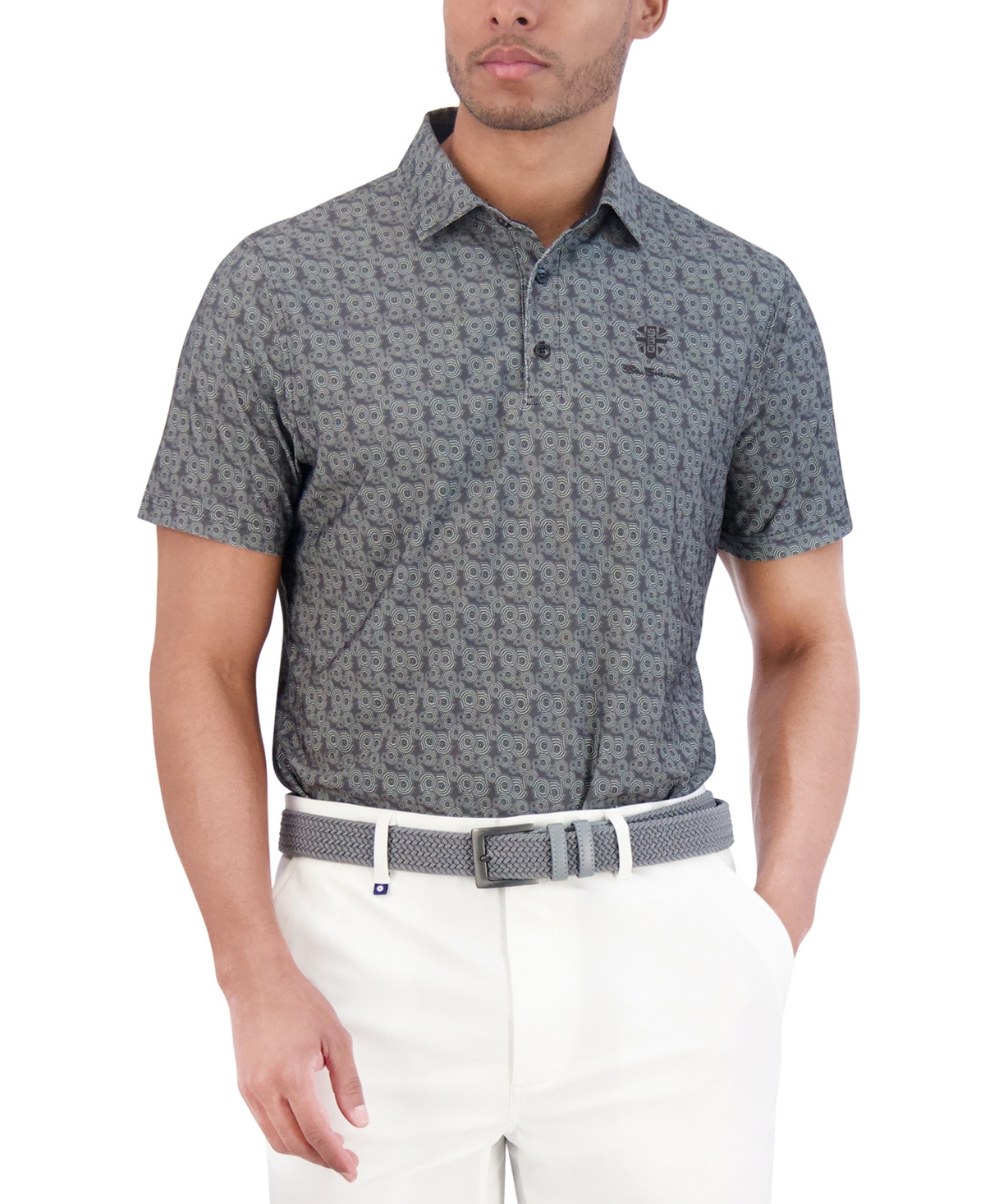 Ben Sherman Psychedelic Helmet Tech Jersey Sports Fit Polo In Light Grey