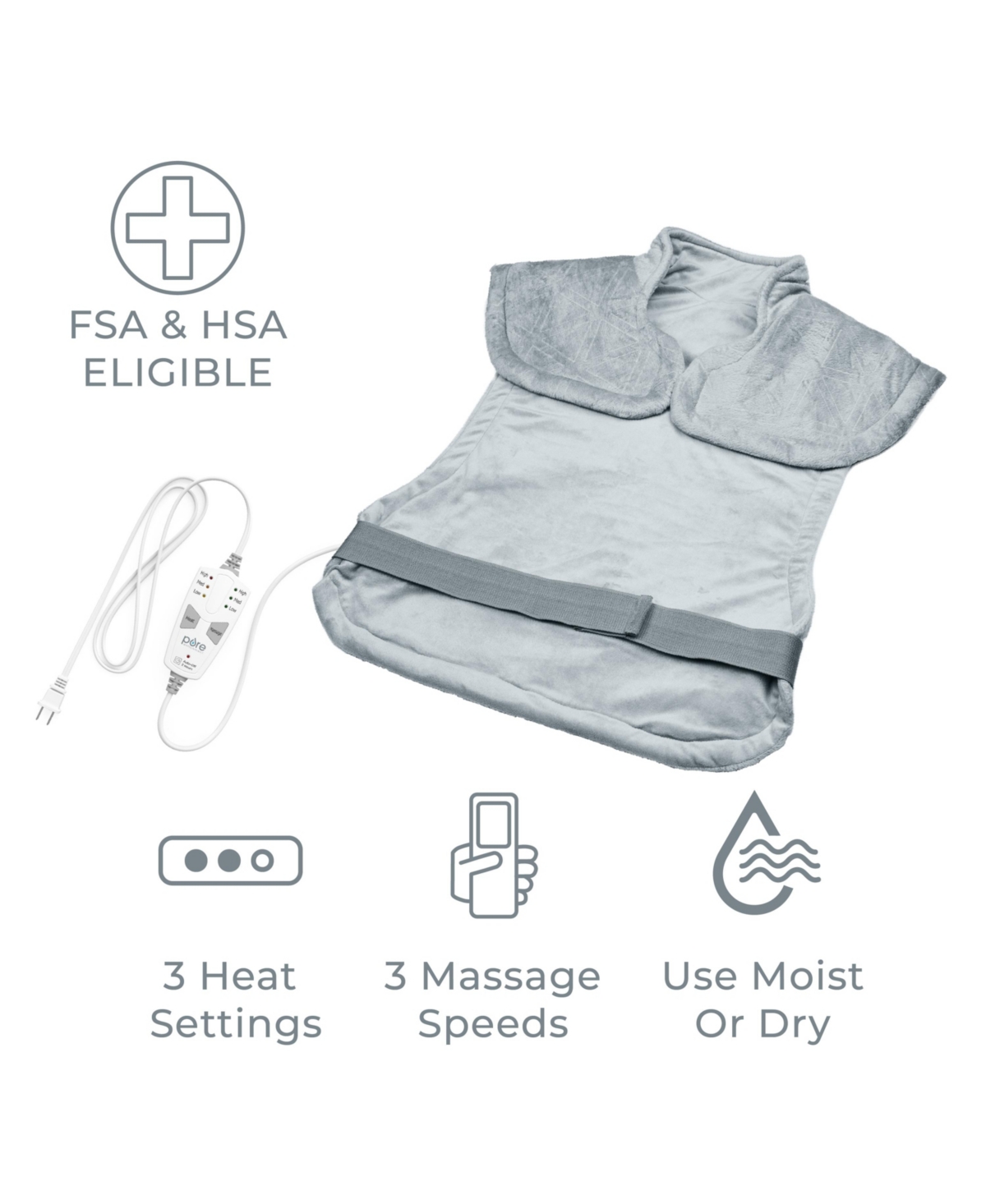Pure Enrichment Weightedwarmth 3-in-1 Back Neck Heating Pad In Steel Gray