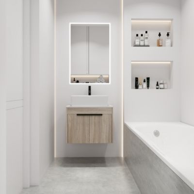24" Modern Design Float Bathroom Vanity With Ceramic Basin Set