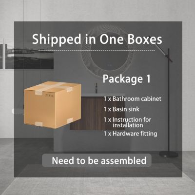 30" Modern Wall-Mount Soft-Close Doors Floating Vanity with Resin Sink