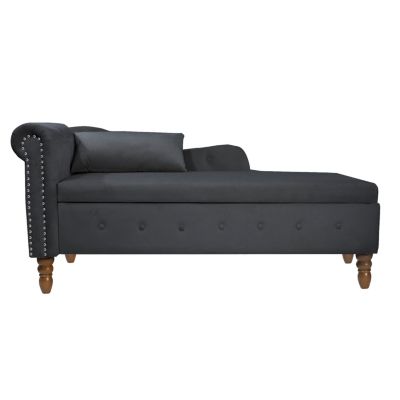  Modern Velvet Chaise Lounge with Storage & Pillow