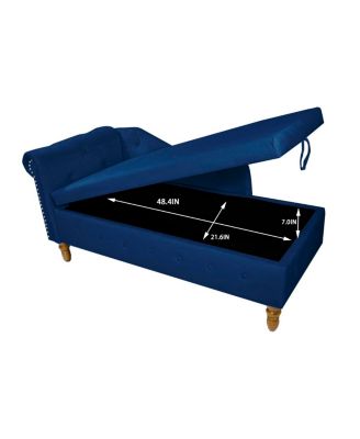  Modern Velvet Chaise Lounge with Storage & Pillow