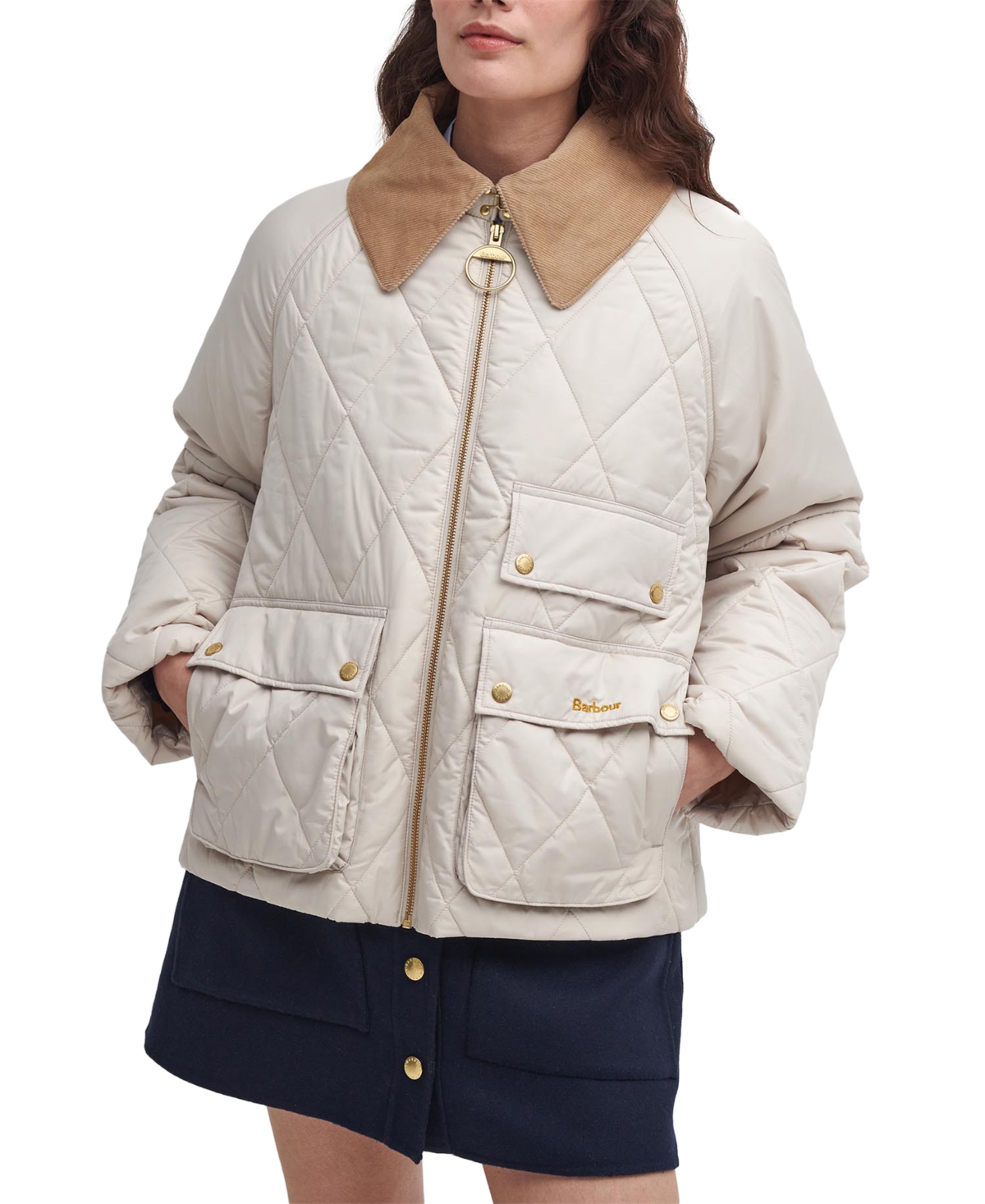 Barbour Women's Milby Quilted Corduroy-Collar Jacket -Ancient