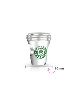 Latte Lover Travel Mug Drink Coffee Cup Charm Bead Students Sterling Silver Fits European Charm Bracelet