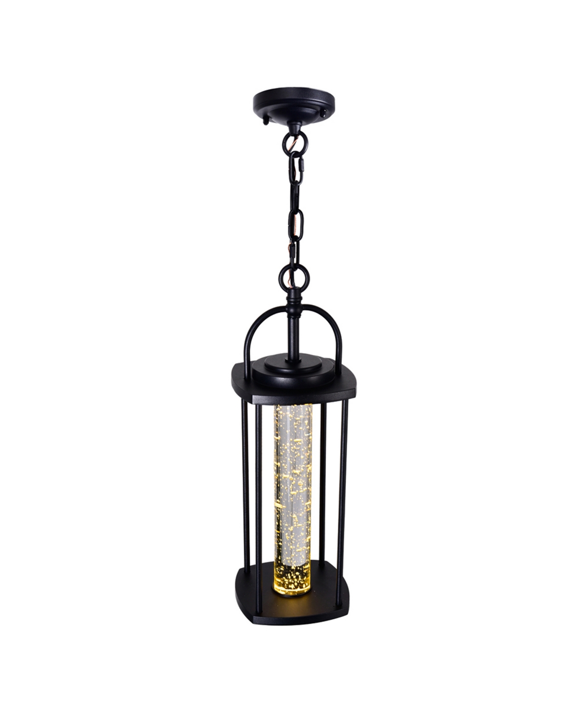 Shop Cwi Lighting 19.7" Metal Greenwood Led Outdoor Pendant In Black