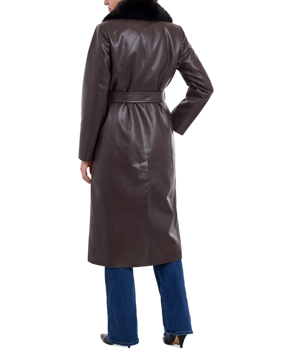 Michael Michael Kors Women's Faux-Fur-Trim Faux-Leather Trench Coat