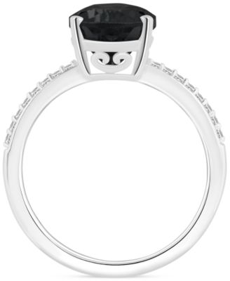 Onyx & Diamond (1/10 ct. t.w.) Pear Statement Ring in Sterling Silver 