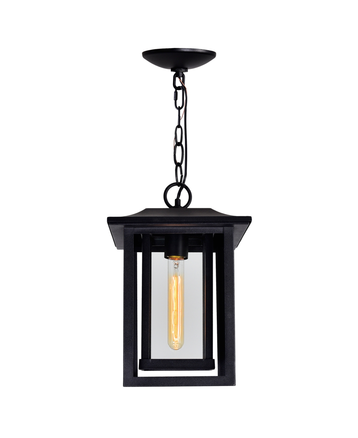 Shop Cwi Lighting 14.8" Metal Winfield 1 Light Outdoor Hanging Light In Black