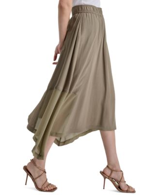 Women's Handkerchief Hem Mixed Media Maxi Skirt