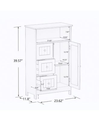 Bathroom Standing Storage Cabinet With 3 Drawers And 1 Door
