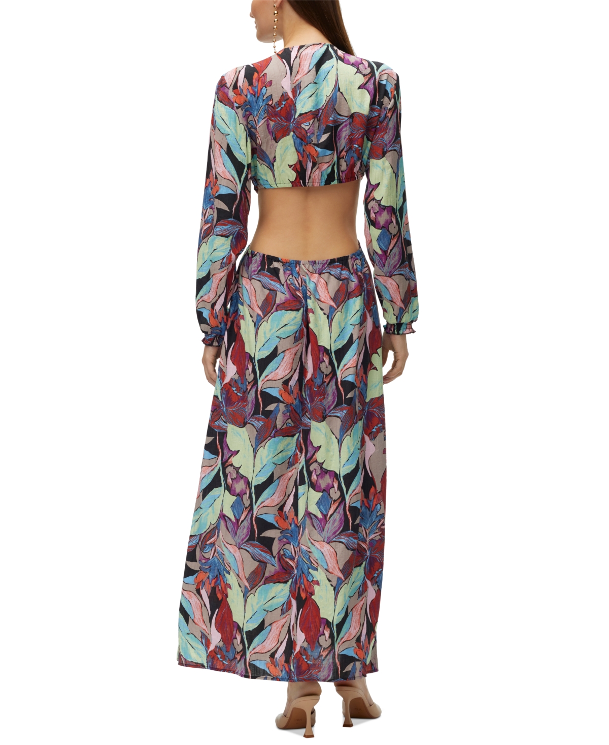 Vero Moda Women's Gaja Palma Printed Cutout Maxi Dress