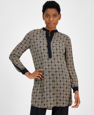 Anne Klein - Women's Printed Popover Tunic Top