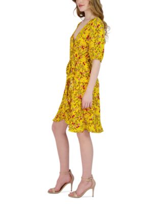 Women's Printed Faux-Wrap Tie-Waist Dress