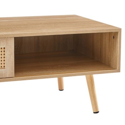 Modern Rattan Coffee Table with Storage