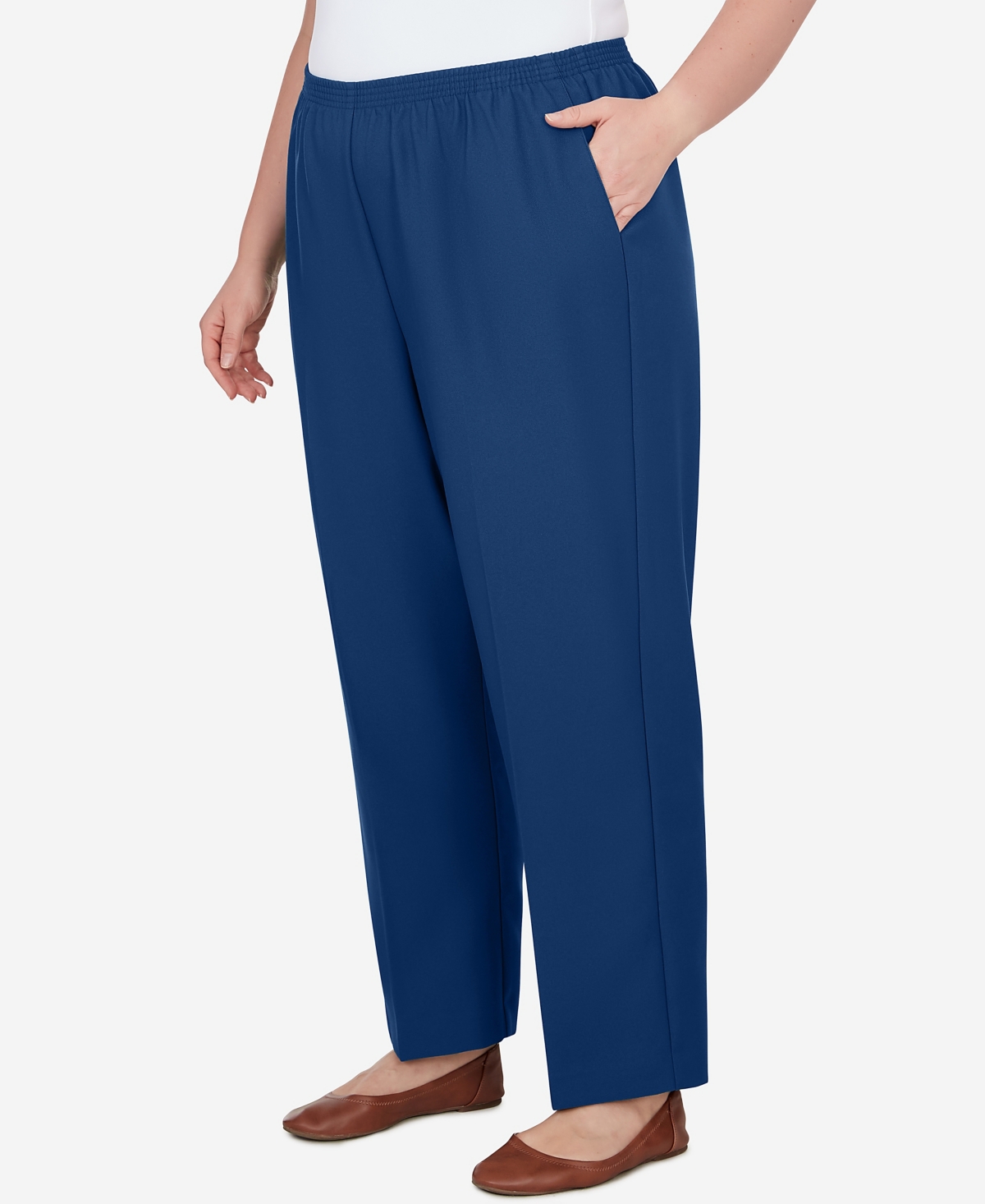 Alfred Dunner Plus Size Classic Accord Elastic Waist Medium Length Pant