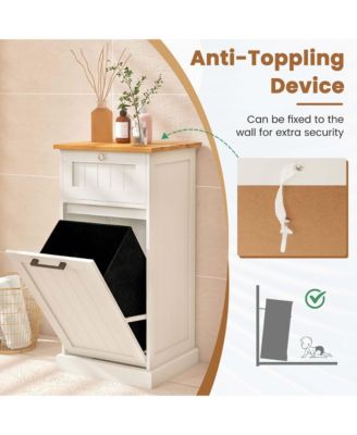 Laundry Cabinet Freestanding Basket Drawer Organizer Tilt Out Laundry Hamper