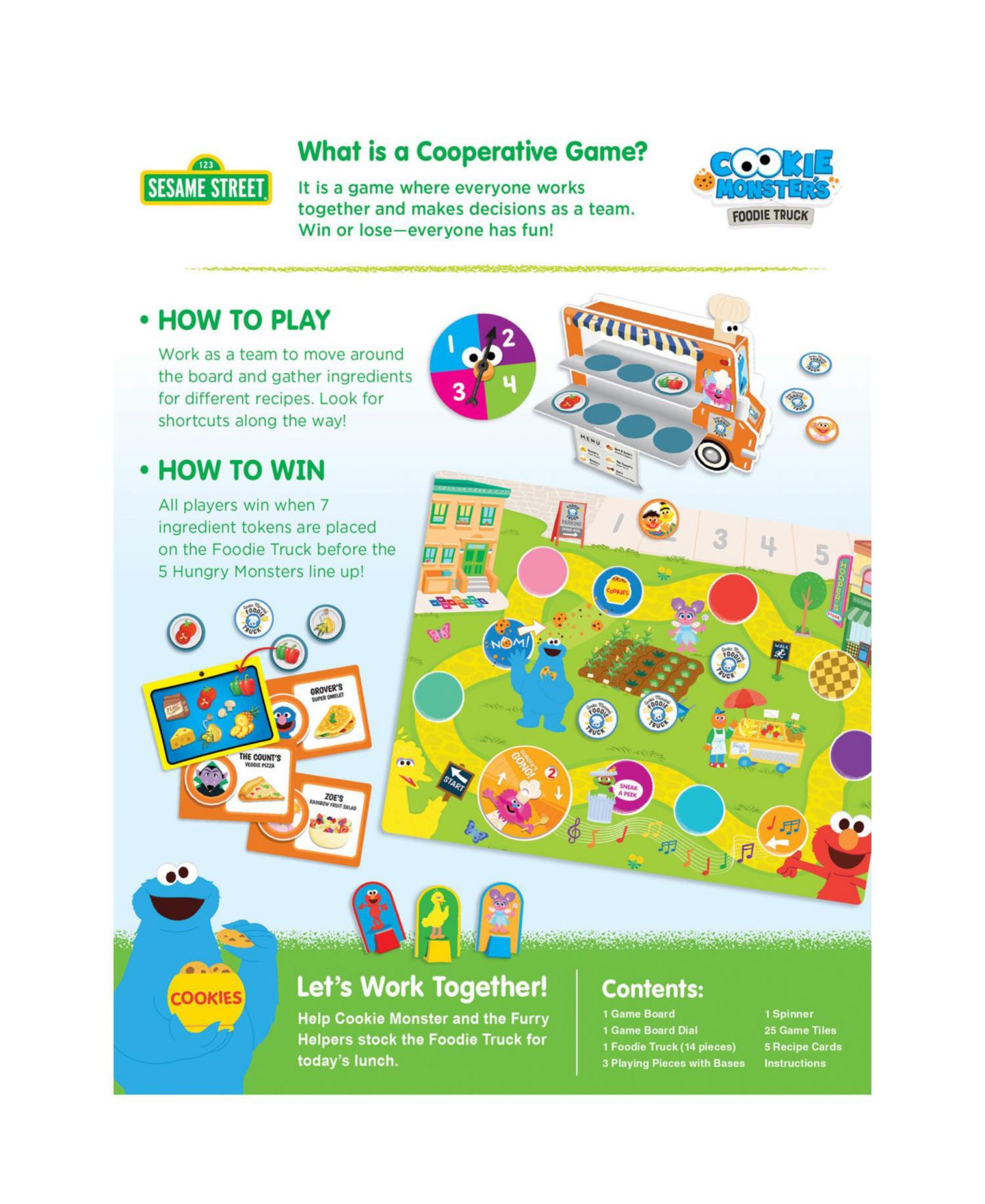 Детская настольная игра MasterPieces Puzzles Sesame Street Foodie Truck Cooperative Board Game, Ages 4+, цвет: Разноцветный — фото 3