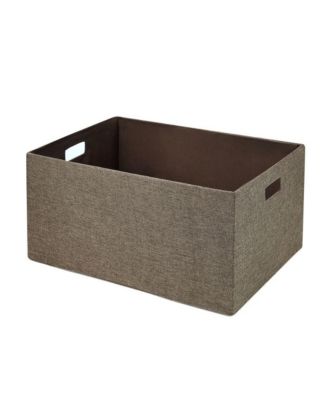 S/3 Faux Linen Covered Cardboard Rect Storage Bins