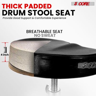 Drum Throne Padded Guitar Stool Adjustable Heavy Duty Music Chair Seat Universal for Adults & Kids with Anti Slip Rubber Feet