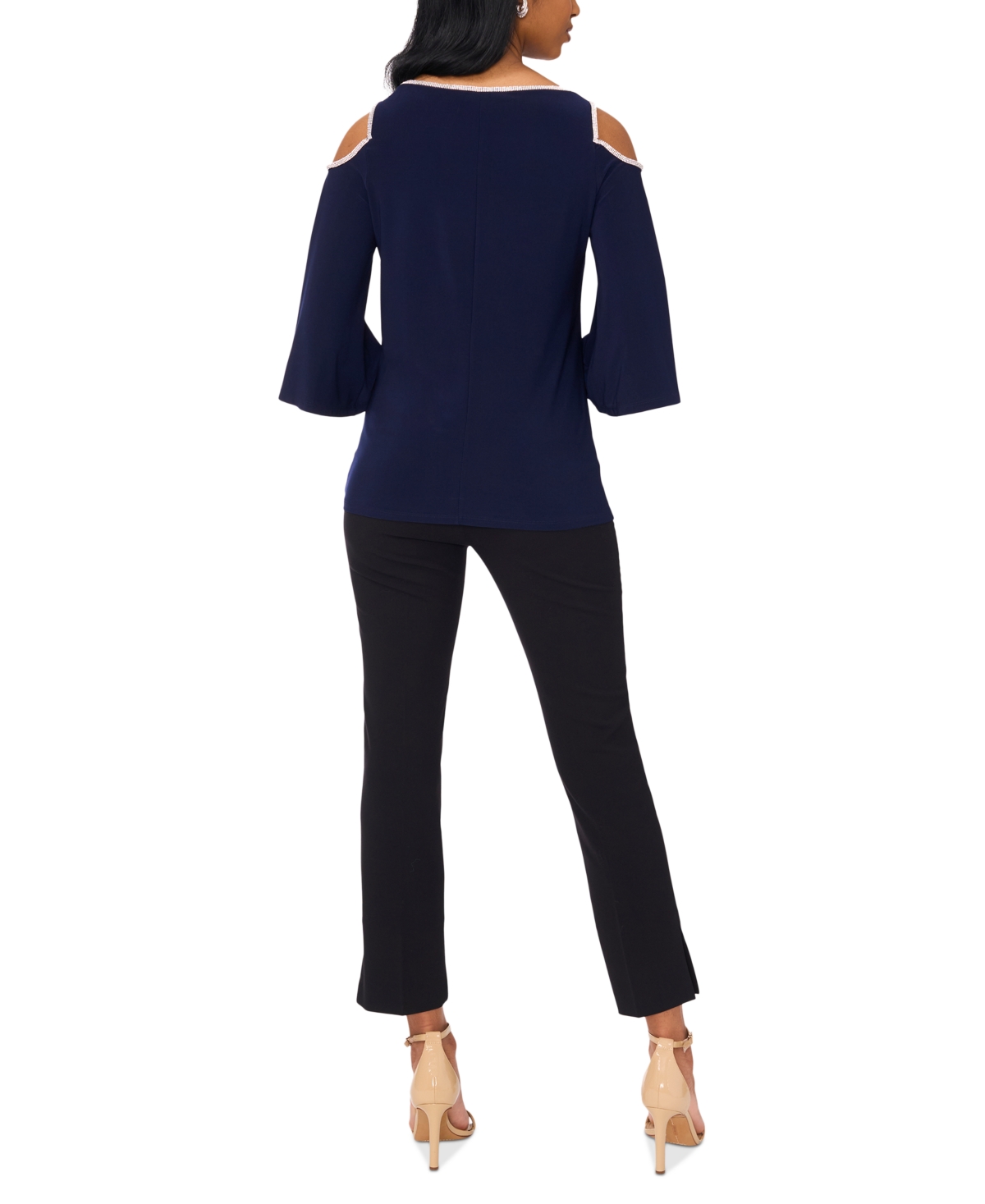 Msk Women's Cold-Shoulder Rhinestone-Trim Top