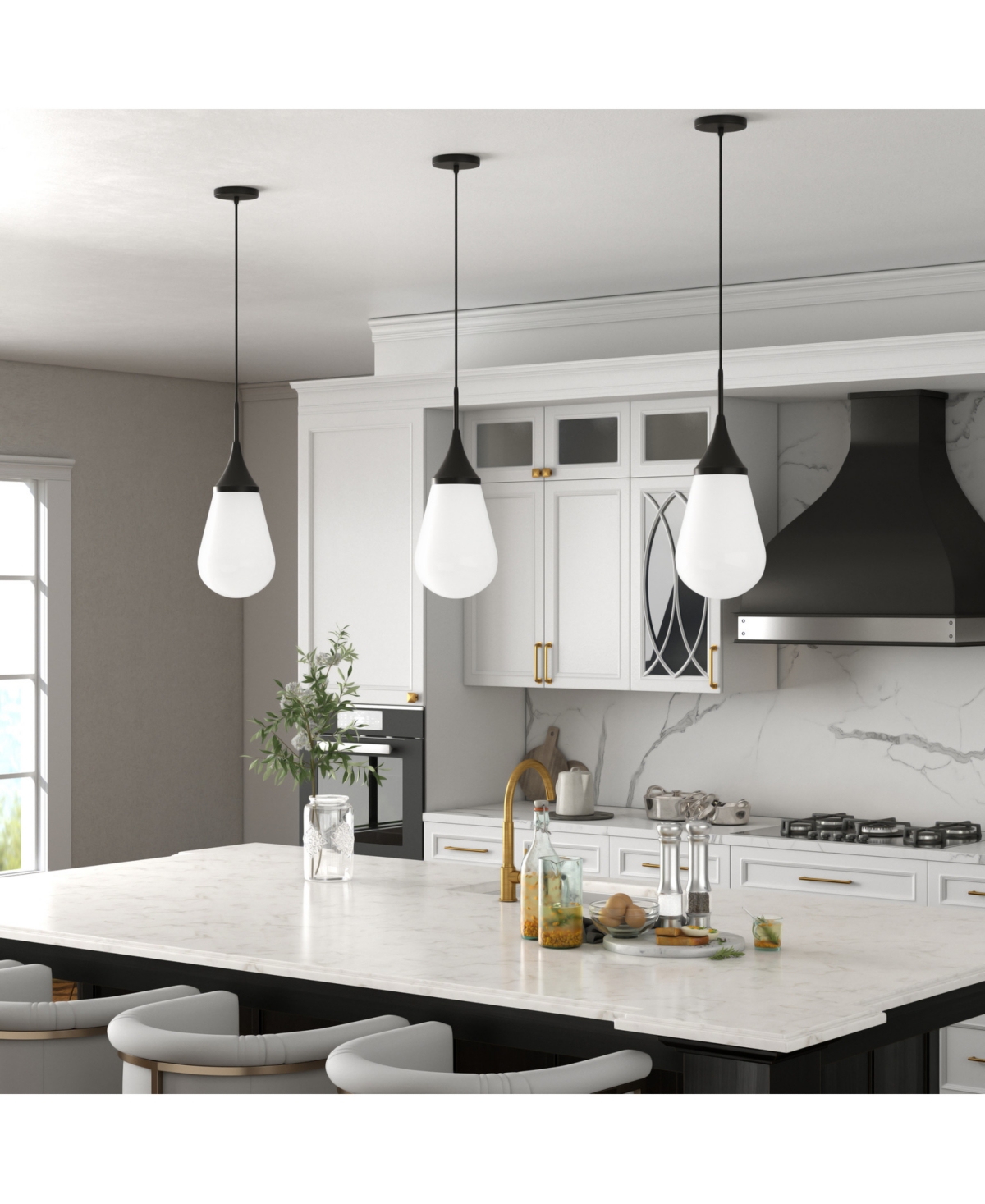 Hudson & Canal Ambrose 8.63" Wide Pendant With Glass Shade In Blackened Bronze