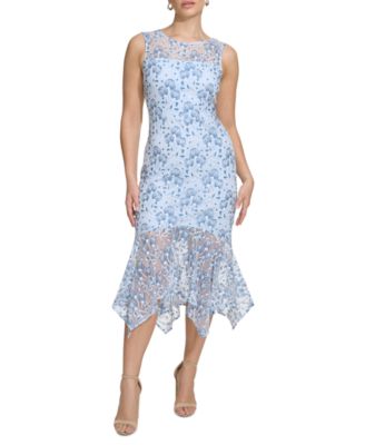 kensie Women's Lace Handkerchief-Hem Midi Dress - Macy's