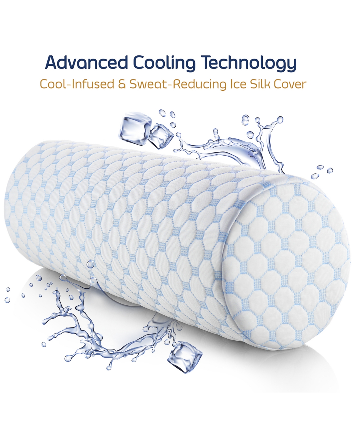 Nestl Memory Foam Neck Roll Bolster Cooling Cover Firm Density Pillow