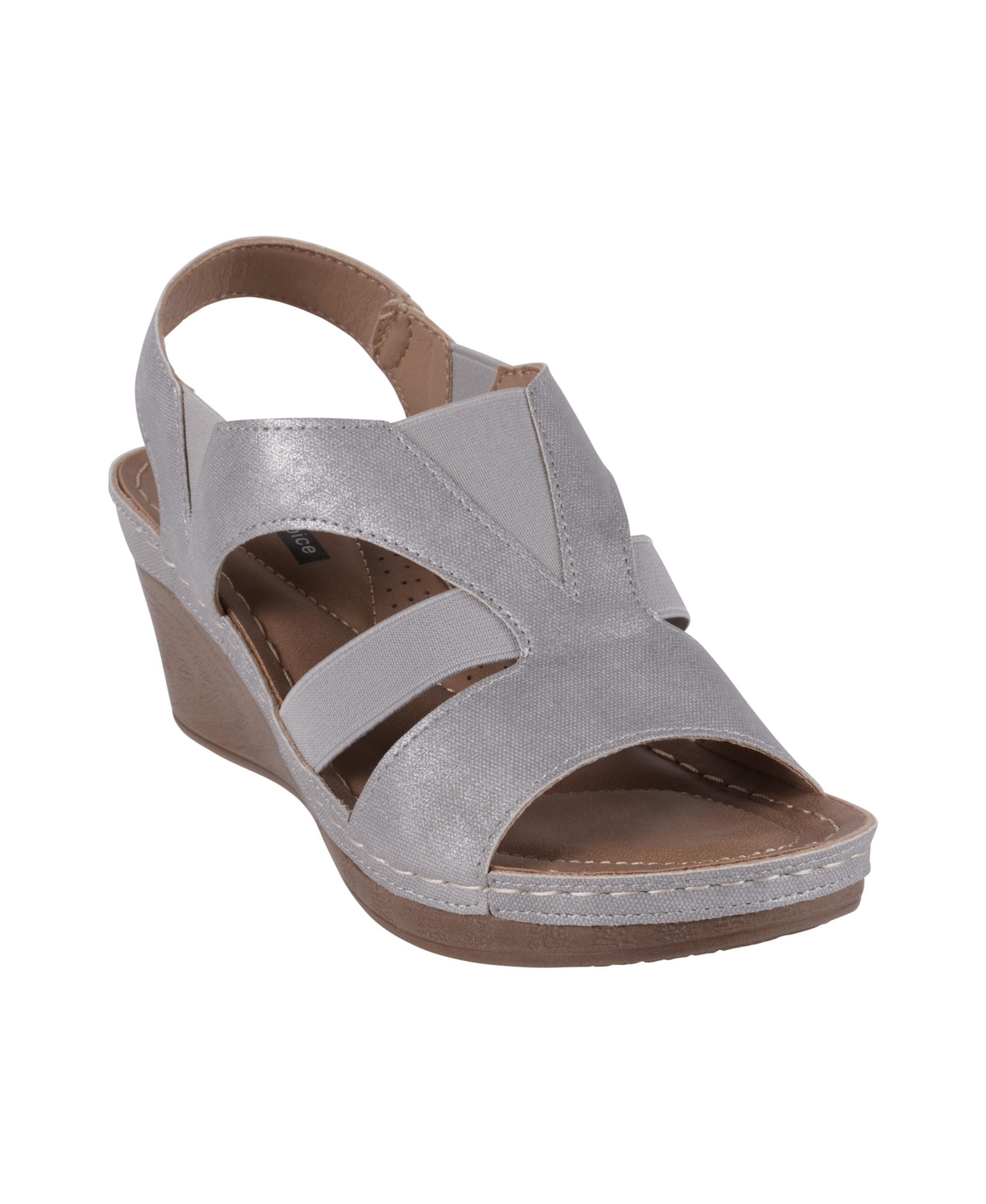 Women's Banks Cut Out Elastic Slingback Wedge Sandals - Silver