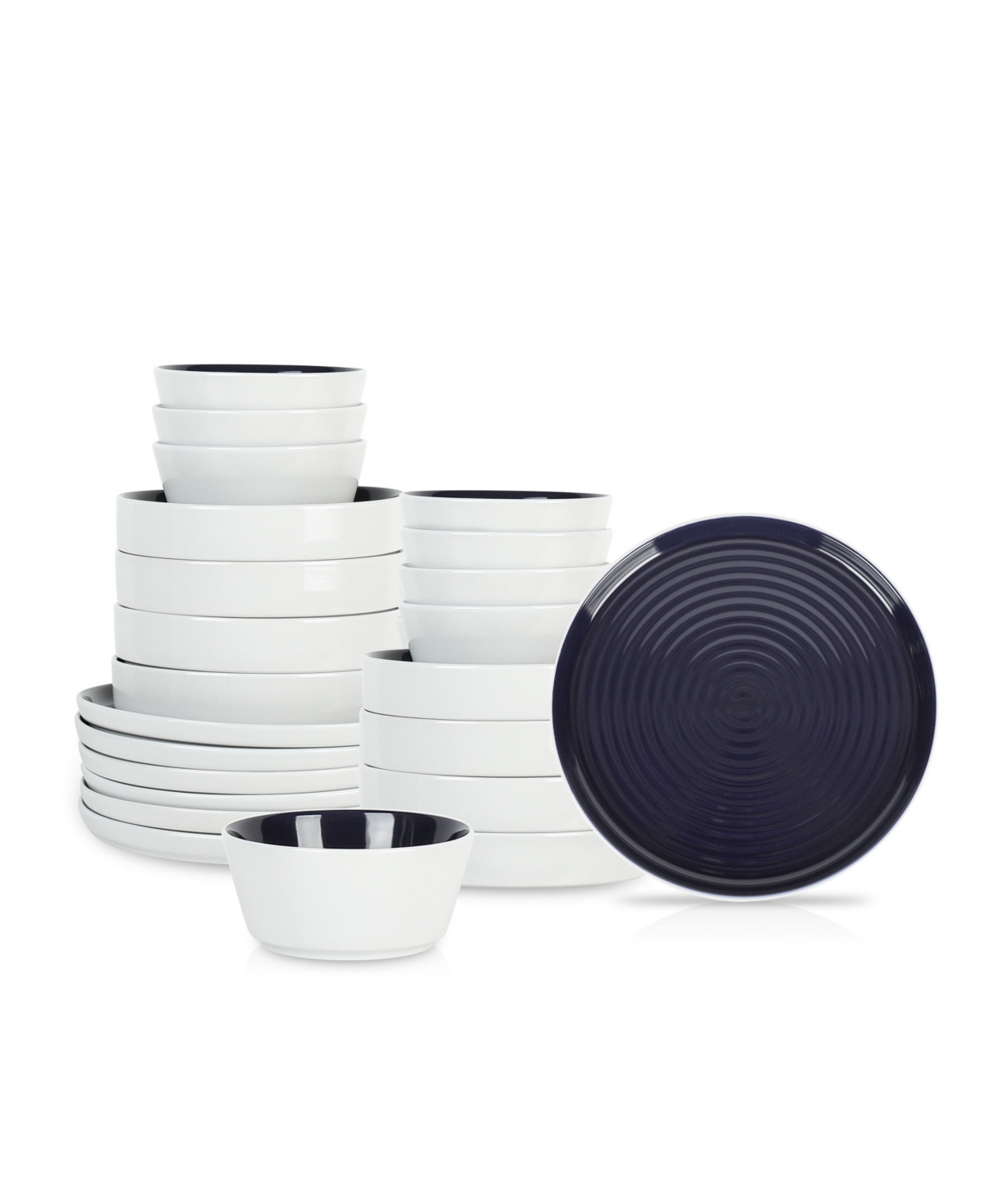 Stone Lain Elica Pc. Dinnerware Set, Service for 8 - Navy and White