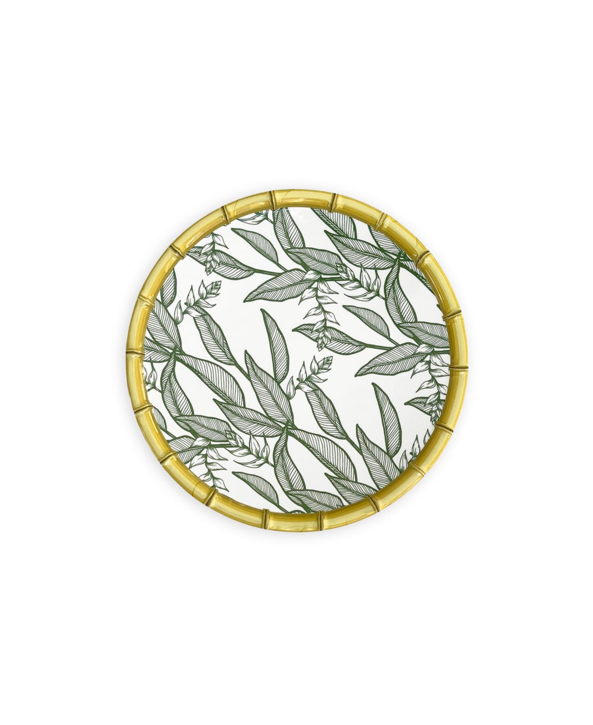 Zen Bamboo Leaf Salad Plates, Set of 4 - White/Green
