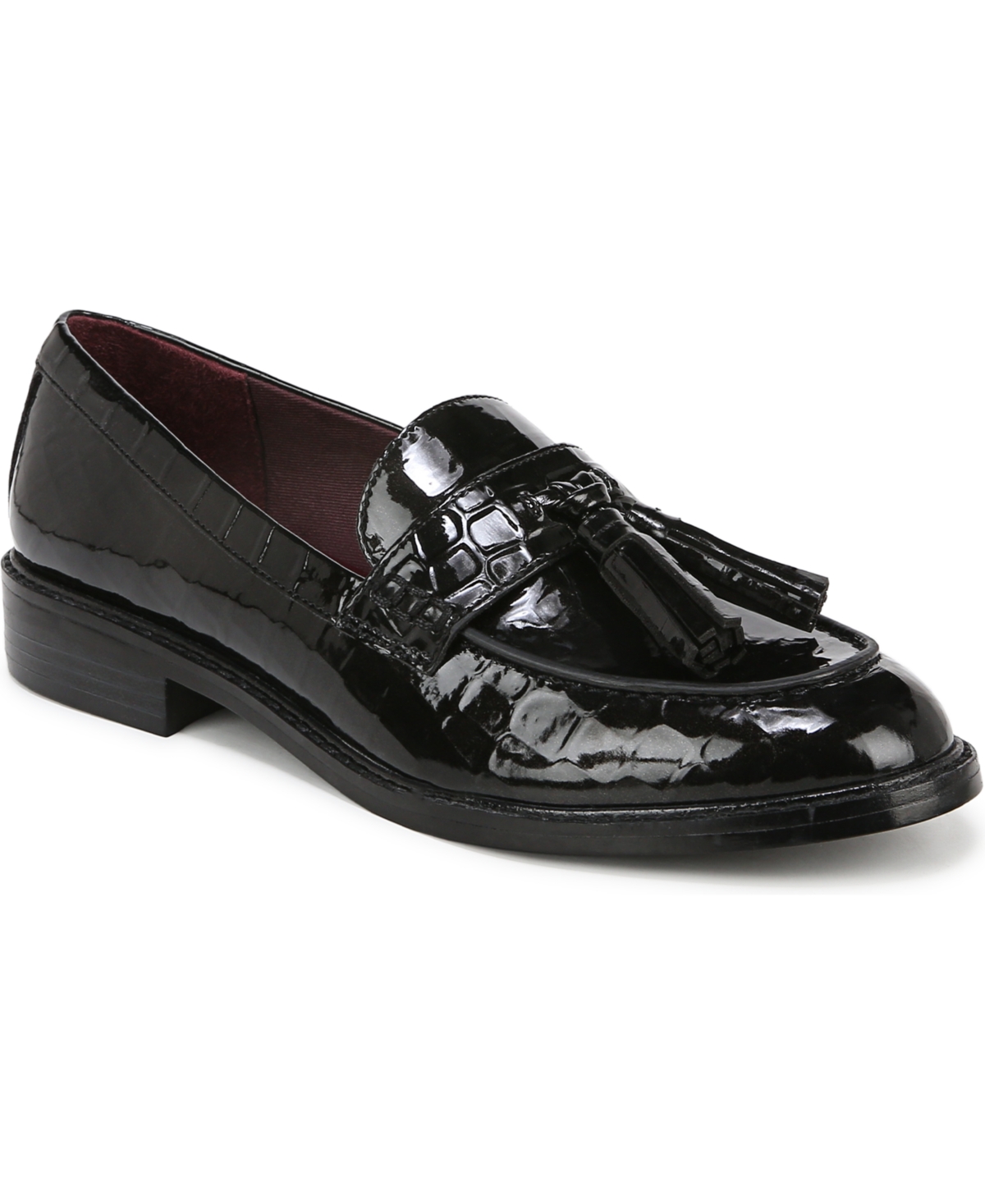 Shop Franco Sarto Women's Carolyn-low Tassel Loafers In Black Croco Faux Patent