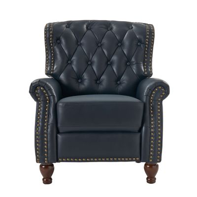 Justine Wooden Upholstery Genuine Leather Recliner with Tufted Back