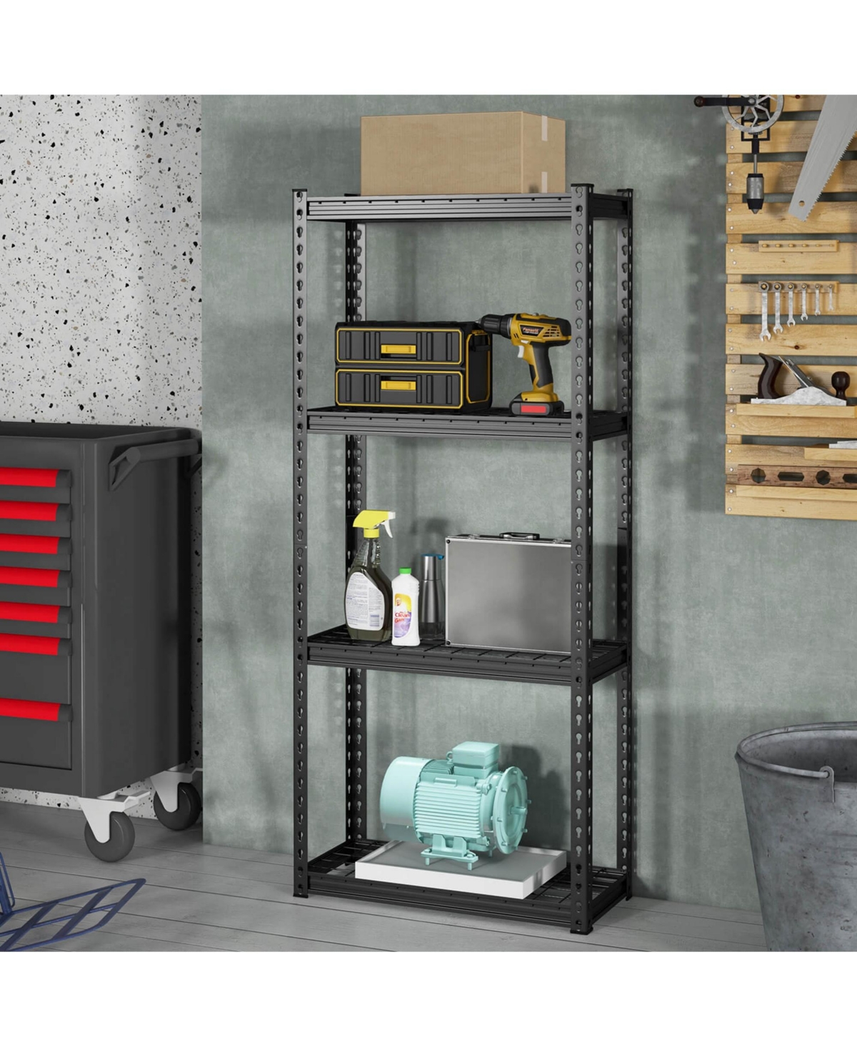 Costway 1 Pcs 4-Tier Metal Shelving Unit Heavy Duty Wire Storage Rack with Anti-slip Foot Pads