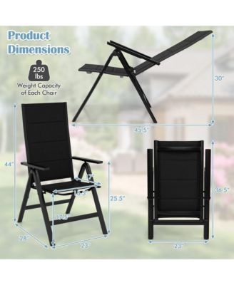 4 PCS Patio Folding Chair Outdoor Chairs with Padded Seat, Adjustable Backrest