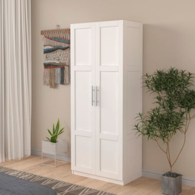 2-Door Wardrobe & Kitchen Cabinet with Storage Spaces