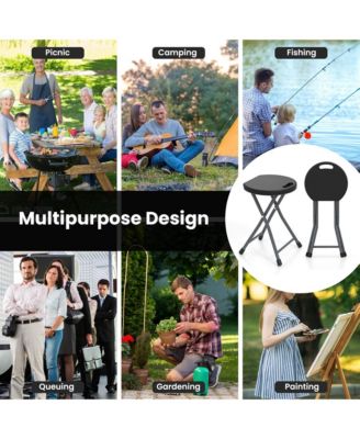 1 PCS 18"H Folding Stool Portable & Foldable Camping Chair with Built-in Handle