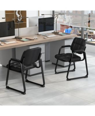 Waiting Room Chair Set of 2 Upholstered Guest Conference Chair with Armrest